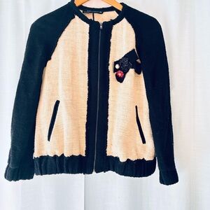 Zara Black and Cream Textured Jacket